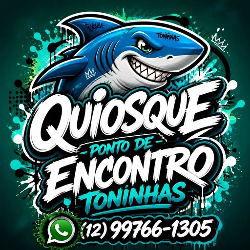 Logo do Quiosque Ponto de Encontro Toninhas: tubarão azul